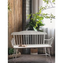 北欧欧式户外铁艺长椅家用桌椅椅子阳台花园椅白色靠背扶手沙发椅