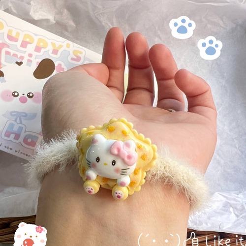 Cute bread cat plush hair tie ins girl heart ponytail hair tie couple bestie gift headdress hair accessories