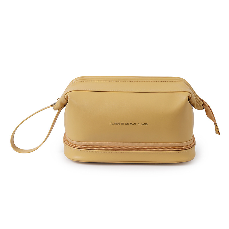 Nube de cosméticos bolsa de viaje portátil de gran capacidad de lavado bolsa de doble capa de alambre de acero maquillaje cuidado de la piel bolsa de almacenamiento