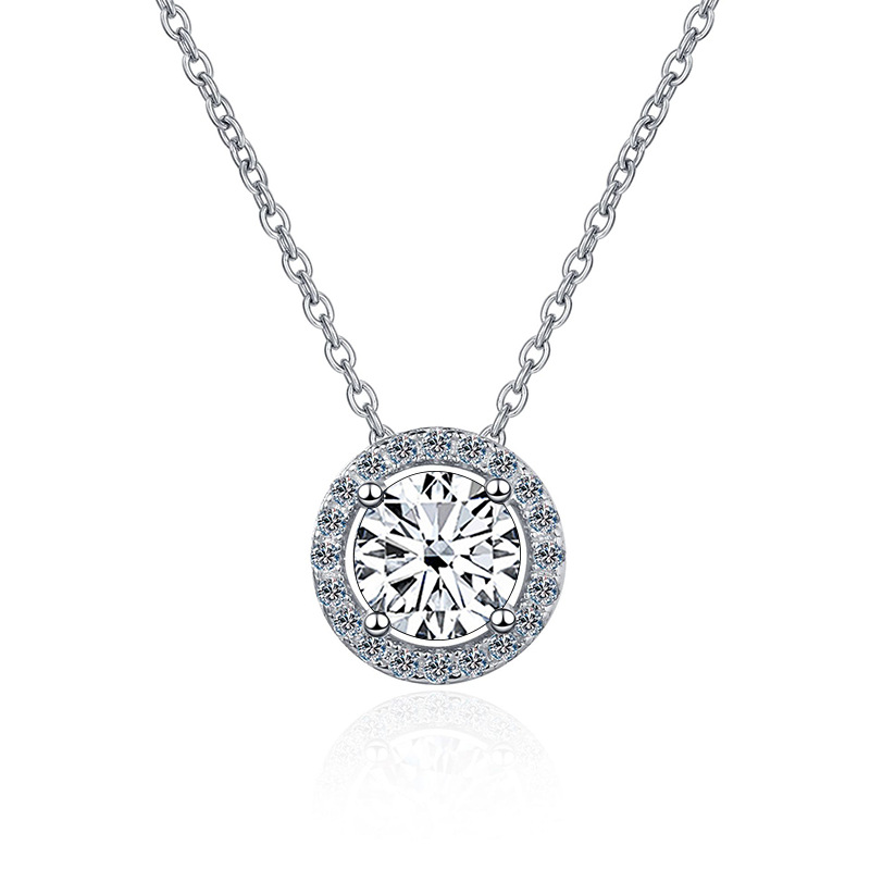 Ventas transfronterizas clásicas de Seiko 925 plata esterlina collar de piedra de moissanita colgante de bolsillo de mujer simple coreano