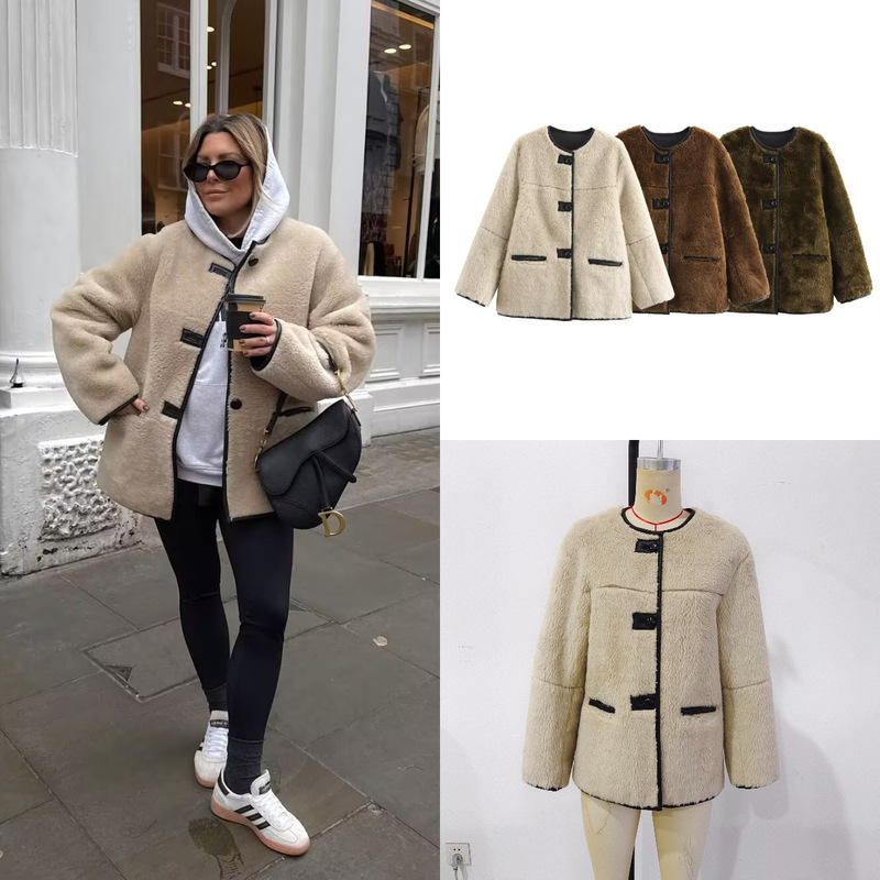 Za Cross-Border Export Spot European and American Style Women's Winter New Versatile Fur Integrated Plush Women's Jacket Za Cross-Border Export Spot European and American Style Women's Winter New Versatile Fur Integrated Plush Women's Jacket