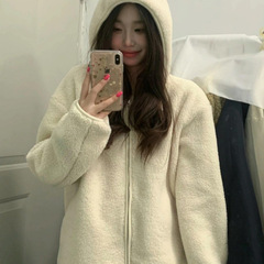 羊羔毛外套卫衣女小个子摇粒绒加绒加厚上衣秋季2025新款连帽穿搭