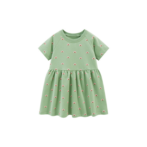 Little maven European and American style rainbow girls' dress summer princess dress short-sleeved cotton children's dress