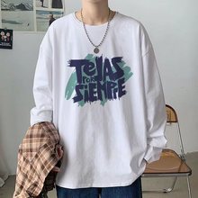 长袖t恤男美式复古宽松大码港风春季打底衫ins潮上衣男