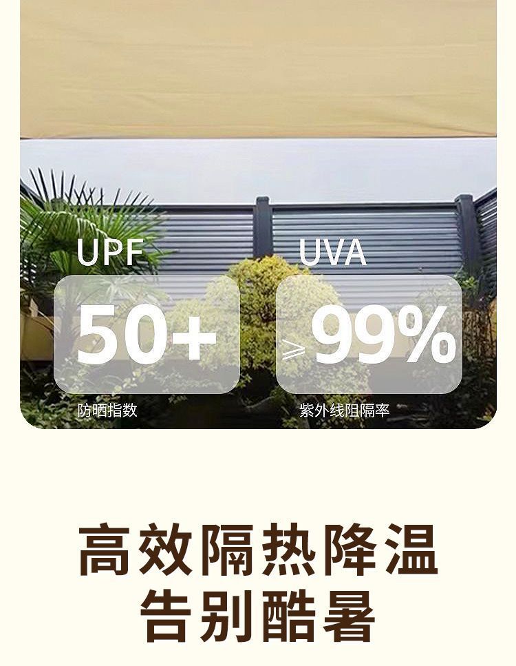 New Outdoor Canopy Tent with Black Sunshade Fabric, Waterproof and Sun-Resistant Camping Canopy, Beach Car Side Sunshade Canopy