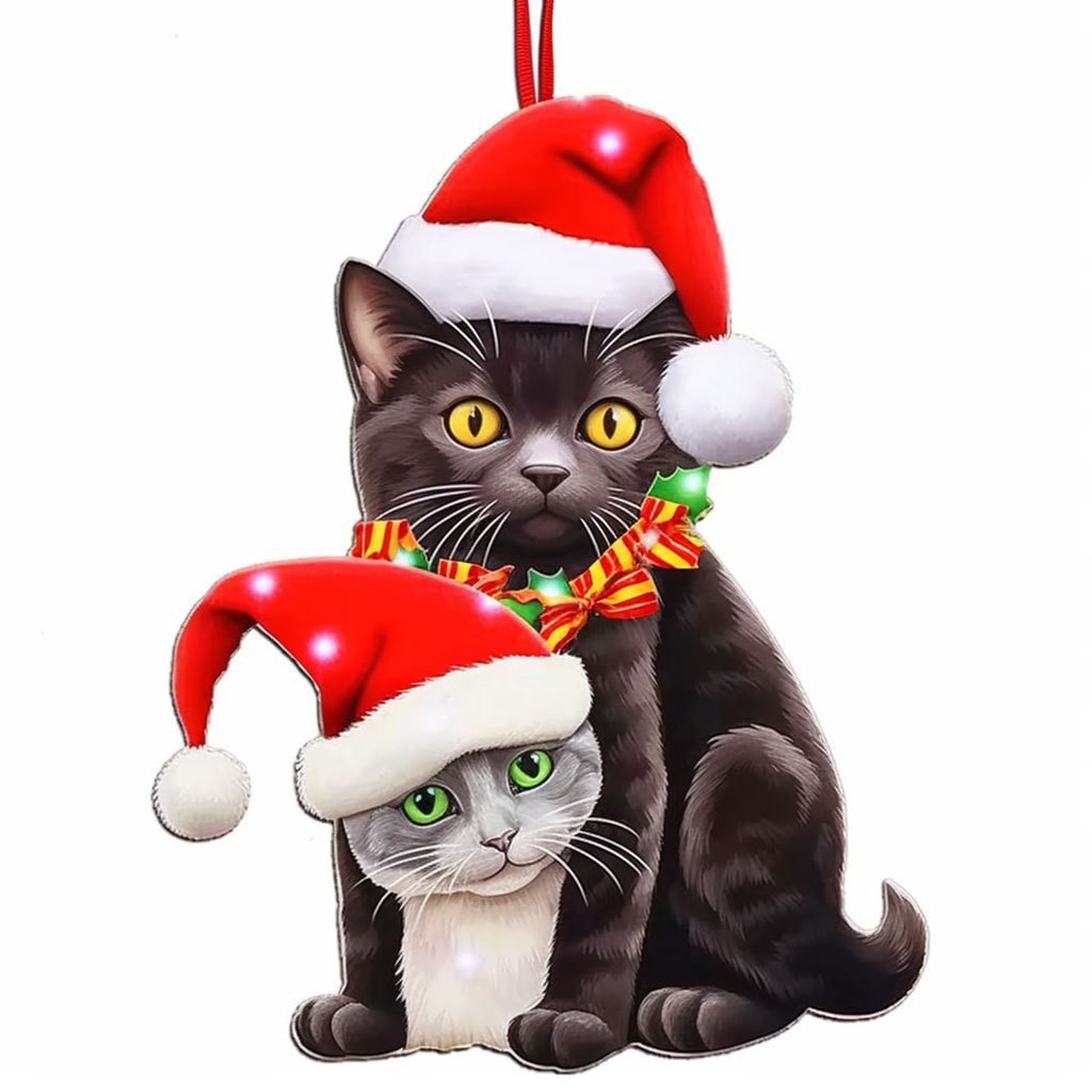 Navidad transfronteriza acrílico plano colgante creativo adorable gatos colgantes decoraciones de automóviles colgantes de árbol de Navidad
