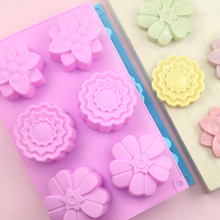 寻味现货 6连3组花形硅胶蛋糕模 烘焙 DIY手工皂模 玫瑰花月饼模