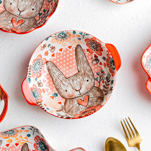 Creative cartoon Christmas ceramic bowl tableware household baking tray soup bowl salad bowl personalized plate bowl dishware