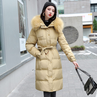 2024 Winter New Korean Style Western Style Women's Cotton-padded Coat Long Fashionable All-match Slim-fit Hooded Women's Cotton-padded Coat