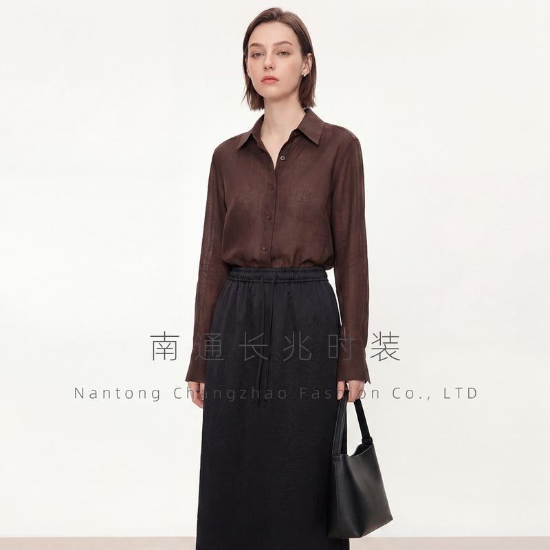 Xiaohe Casual Style Plain Linen Long-Sleeve Shirt for Women, Loose and Breathable, Suitable for Commuting, Women's Top, 26S Autumn Xiaohe Casual Style Plain Linen Long-Sleeve Shirt for Women, Loose and Breathable, Suitable for Commuting, Women's Top, 26S Autumn
