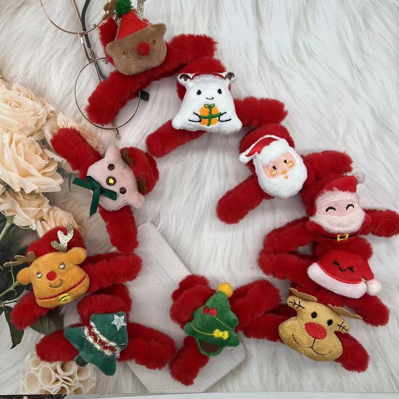 クリスマスシリーズの頭飾りの大きい毛のぬいぐるみのクリップの後頭部のかわいい漫画はサメのクリップメーカーの卸売りを出します。|undefined