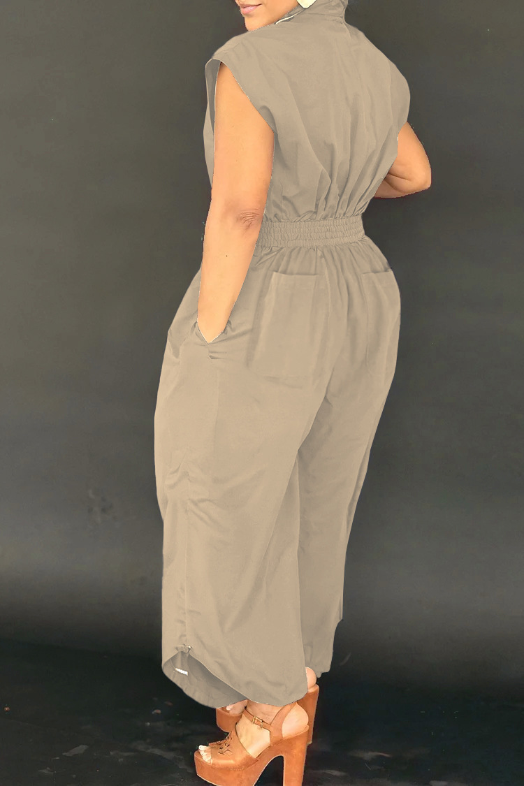 Mono mujer sin mangas con solapa y bolsillos estilo trabajo_voghion.com