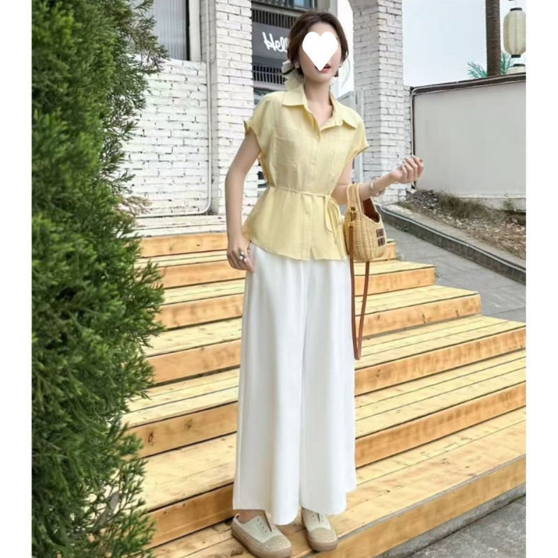 夏季新款韩版时尚气质显瘦短袖衬衫小个子新款翻领短袖衬衫|undefined