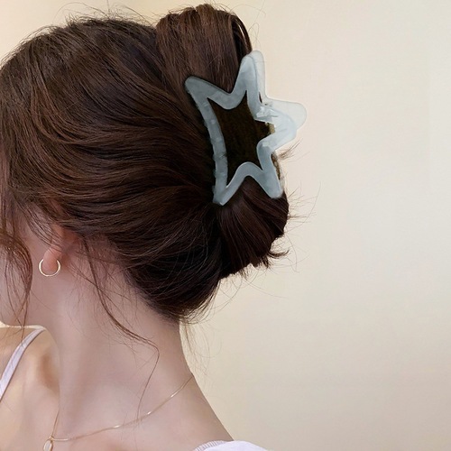 Jelly Star Bow Hair Clip Summer Shark Hair Clip Acrylic Hair Accessory Large Size Summer Blue New Arrival