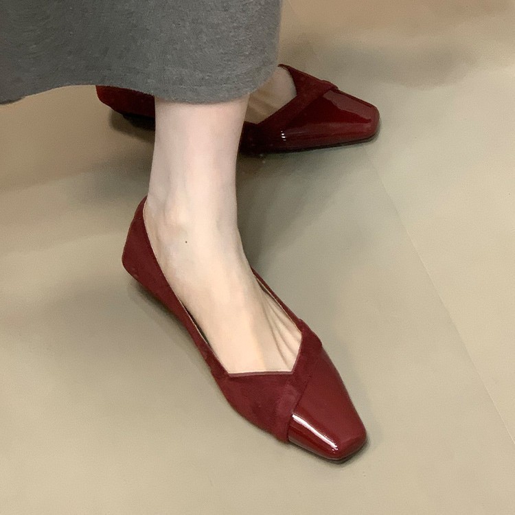 内增高版~法式小香风单鞋女2025年秋季绒面拼接晚晚鞋通勤温柔鞋|undefined