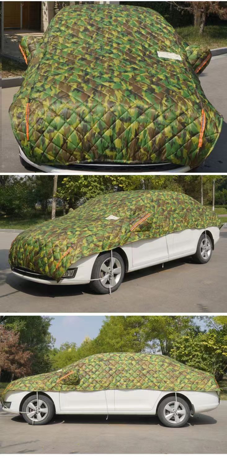 Black Half-Cover Car Cover, Snow-Proof, Hail-Proof, Camouflage Color, All-Season Car Cover, Thickened Car Cover