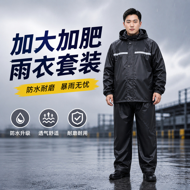 Raincoat and Rain Pants Extra Large Size, Plus Size Set, Large Size Unisex Two-Piece Set, Wholesale Double-Layer Thick Version Raincoat and Rain Pants Extra Large Size, Plus Size Set, Large Size Unisex Two-Piece Set, Wholesale Double-Layer Thick Version