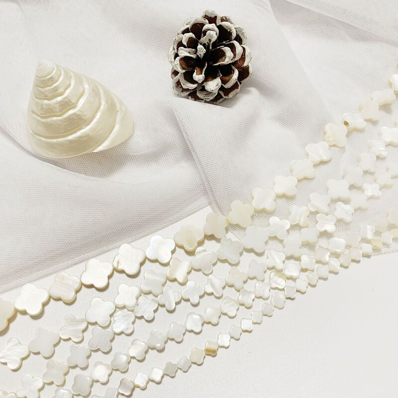 DIY Natural Shell Perforated Polished Four-Leaf Flower Shell Creative Bracelet Headwear Earrings Jewelry Accessories Wholesale