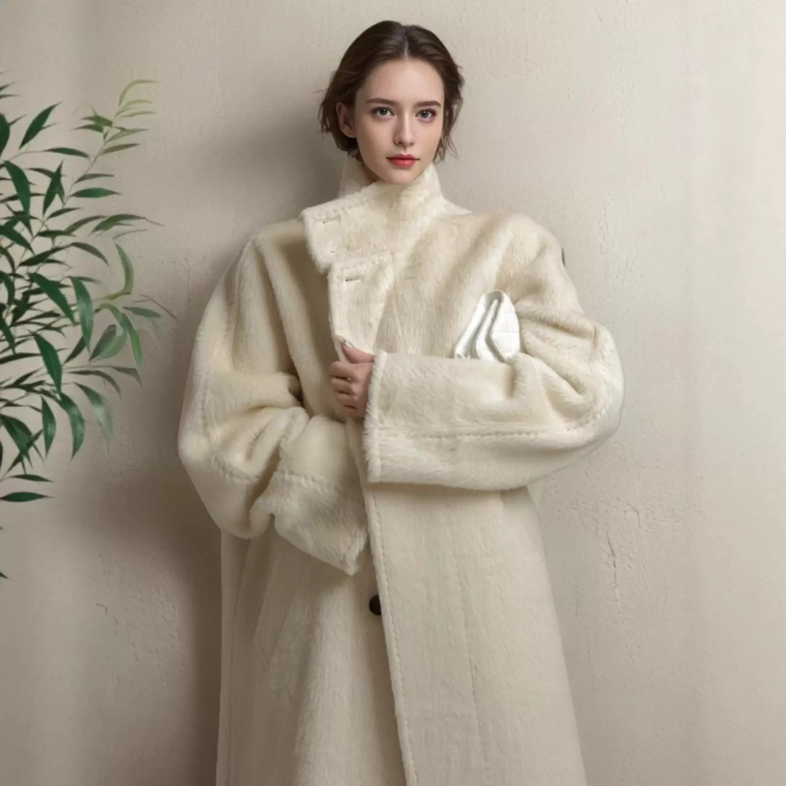 高奢系列秘鲁进口羊驼绒大衣立领过膝立领中长款毛呢外套冬新款