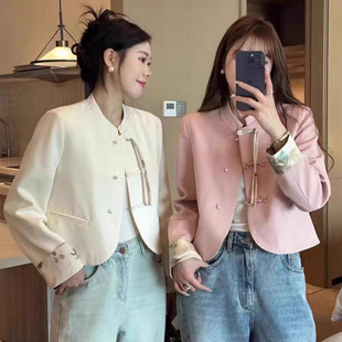New Chinese Style National Style Short Small Suit Jacket Women's Spring and Autumn New Buckle Fashion Elegant Casual Top Other