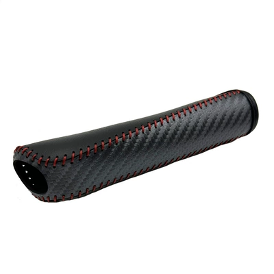 Sürətlər qutusu və əl tormozu başlıqları Shift Lever Handbrake Leather - black-carbon-fiber-pattern-black-leather-red-thread