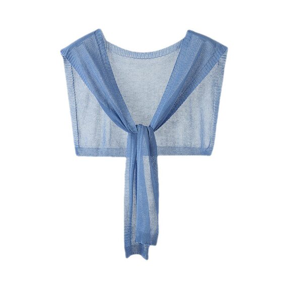 Summer Sun Protection Collar Shoulder Small Shawl Outer Ice Silk Knitted All-match Knot Scarf Women's Spring and Autumn Neck Protection Thin