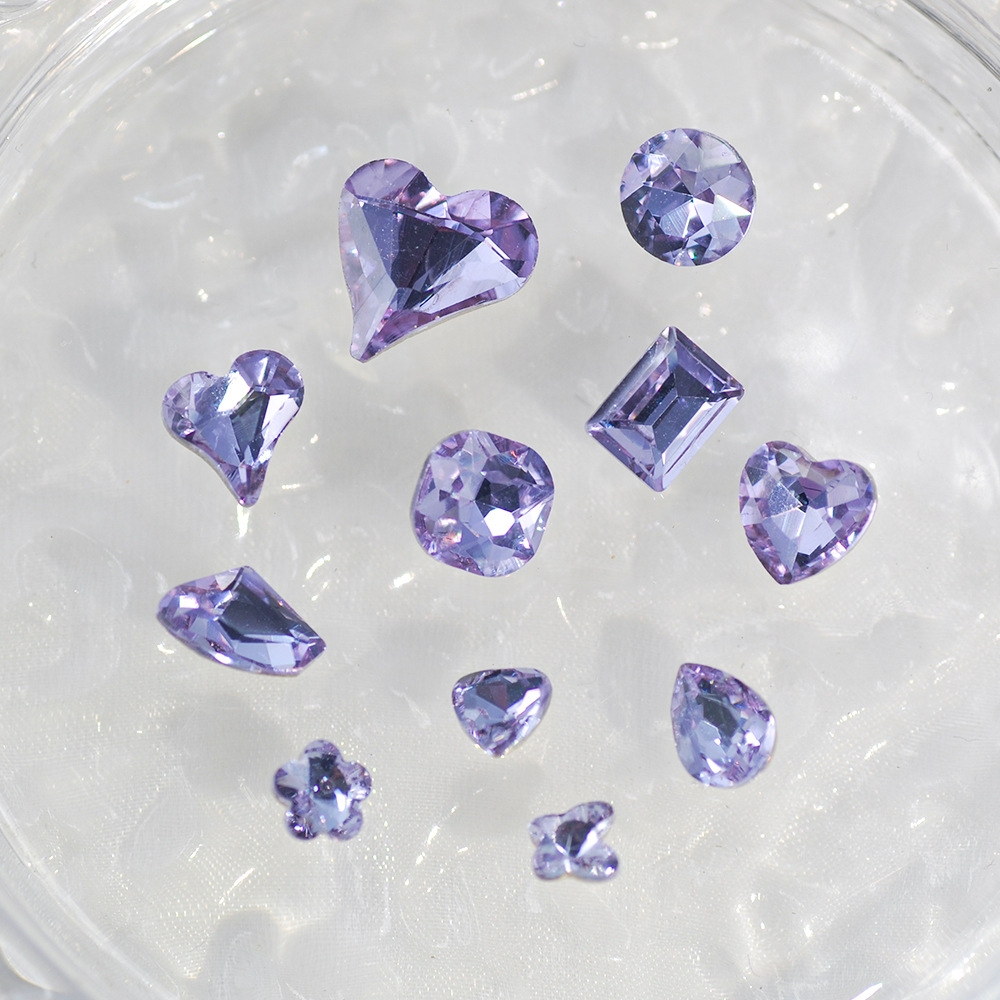 2g Weight Nail Decoration Accessories Nail Supplies Crystal, Glass Material Square, Water Droplets, Heart Shape Pattern Square Water Droplets Heart Shape Crystal Glass Nail Decoration Accessories 2
