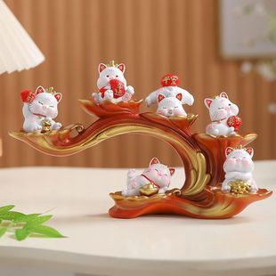 Lucky Cat Ornaments for Home, Creative Office Decorations, Entrance Tv Cabinet Decorations, Opening Housewarming Gifts
