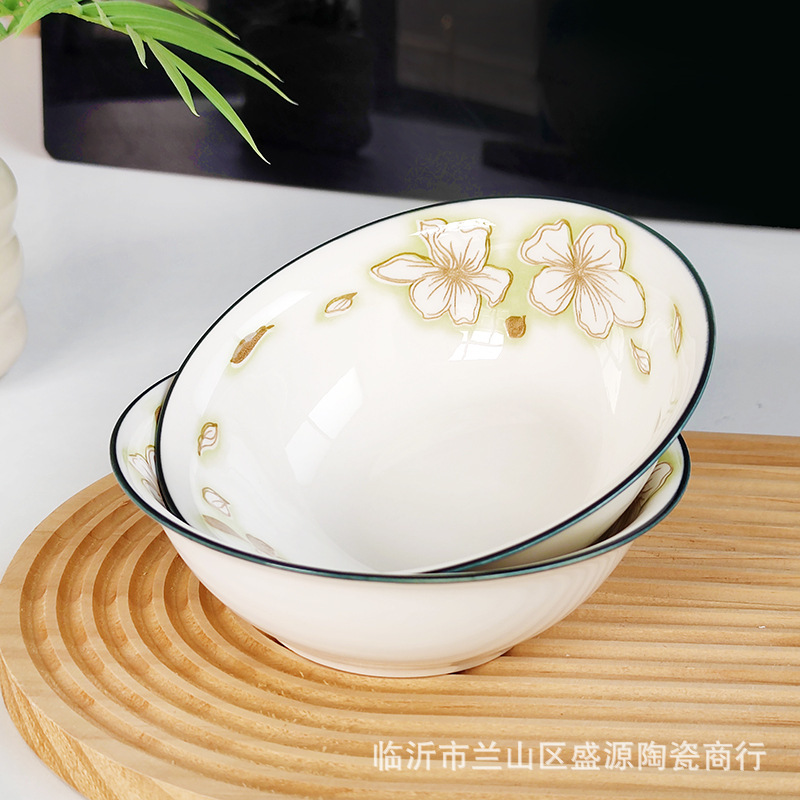【小额批发】陶瓷碗6英寸家用斗碗釉下彩面碗汤碗印花家用米饭碗|undefined