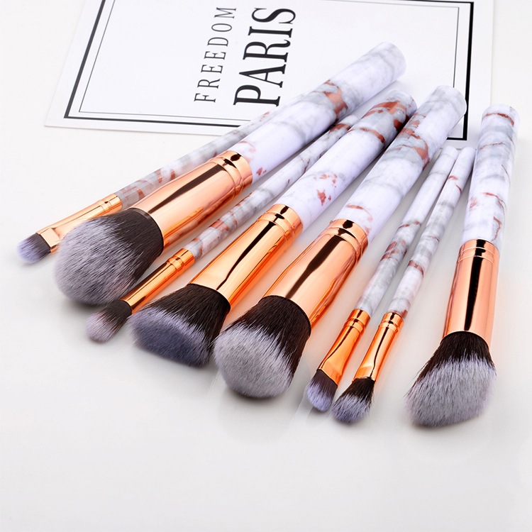 Cross-border Manufacturers Wholesale 15 Marble Makeup Brushes Set Eye Brush Full Set Eye Shadow Brush Loose Powder Brush Beauty Makeup