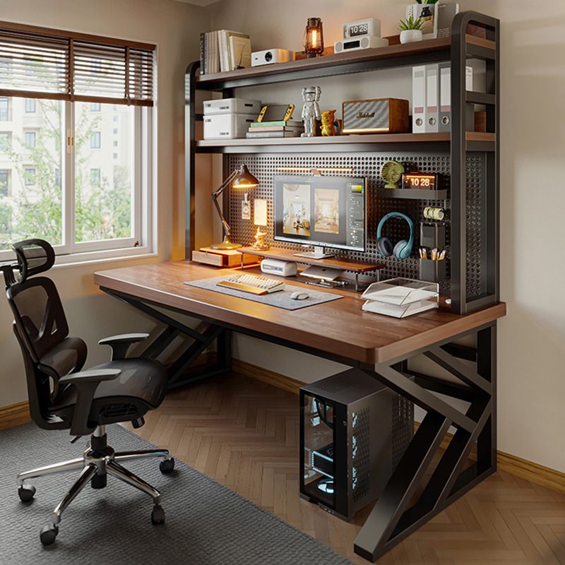 Escritorio de computadora de madera maciza escritorio de escritorio escritorio de tablero de agujeros escritorio de estudio para estudiantes dormitorio escritorio para el hogar escritorio estantería
