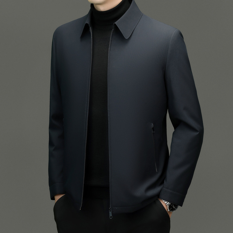 冬季新款中老年棉衣男士翻领休闲商务夹克中年爸爸装加绒棉服茄克
