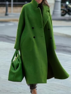 Z 55981 Long Green Wool Coat Without Belt �Gɫ�L������
