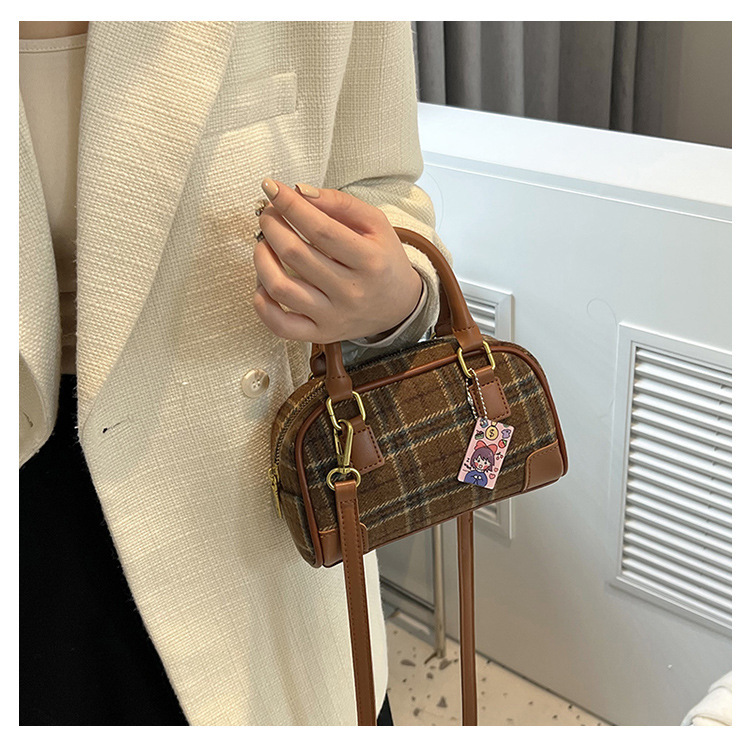 Borsa a tracolla a quadri per donna, elegante borsa a spalla tartan_voghion.com