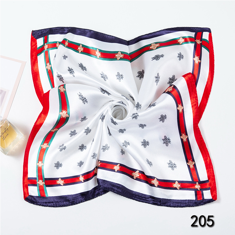 35g Weight Silk Scarf Classification Office, Daily Occasion Satin Cloth Material Star, Flower Pattern Spring&Summer Season Women's Gender Printing Design Elegant Style Women's Elegant Star Flower Satin Cloth Printing Silk Scarf 1