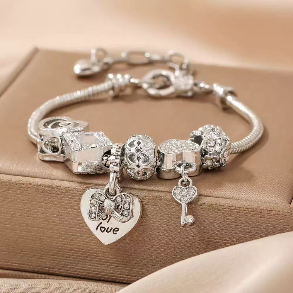 Bracciale con perle a cuore angelo donna stile nicchia diy_voghion.com