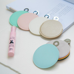 Stainless steel leather card makeup mirror women's portable beauty mirror makeup mirror gift dormitory round small mirror