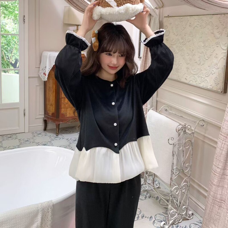 【海岛绒琉璃岛】秋冬新款双面海岛绒睡衣女可爱加绒加厚家居服|undefined