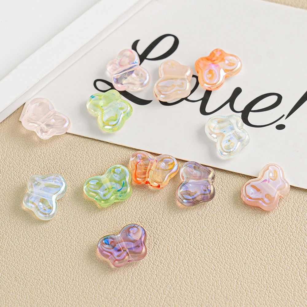 Heidi 30 nubes, mariposa transparente, cadena de teléfono móvil con cuentas, cuentas sueltas, brazaletes de bricolaje, piezas pequeñas de cristal, accesorios, lotes sueltos