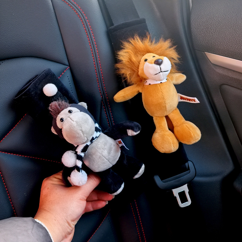 Car Seat Belt Shoulder Cover, Cute Little Animal Plush Anti-Stranglehold Car Decorative Ornaments, New Car Gift for Girls