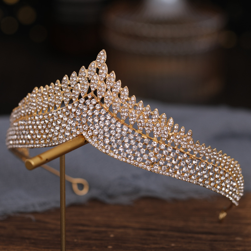 Plating Design Bridal Streetwear Women's Crown Alloy Plating Rhinestones Crown