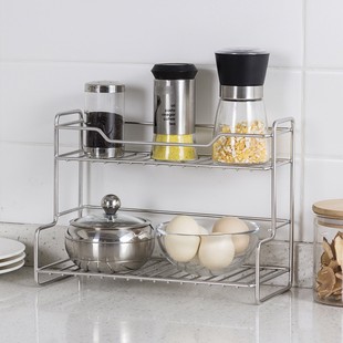 New Double-layer Storage Rack Kitchen Seasoning Rack Multi-functional Home Bathroom Toiletries Storage Drain Cup Rack