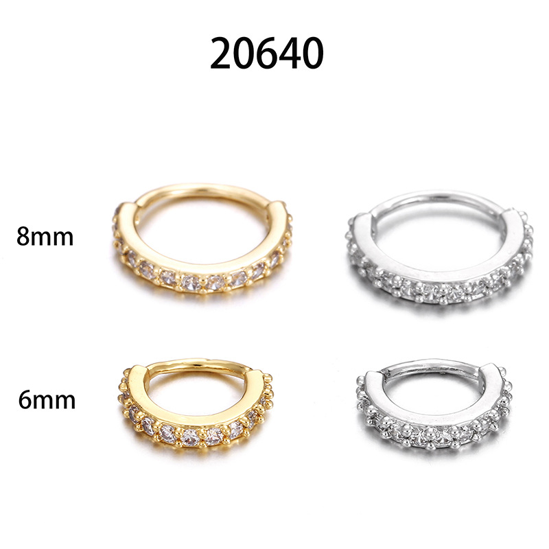 Circle Pattern Unisex Gender Inlay Design Simple Style Circle Copper Inlay Zircon Nose Ring Nose Pin