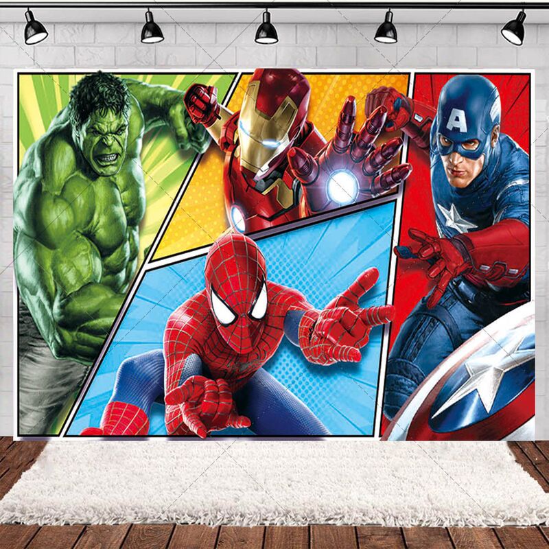 New City Hero Avengers Children's Birthday Party Photo Photography Background Cloth Scene Decoration Banner New City Hero Avengers Children's Birthday Party Photo Photography Background Cloth Scene Decoration Banner