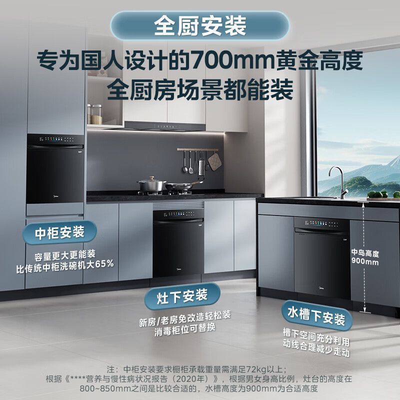 Midea Universal Stove with 16 Sets of Dishwashers for Home Use, Embedded, Variable Frequency, Water-Efficient, Hot Air Drying, Four-Star