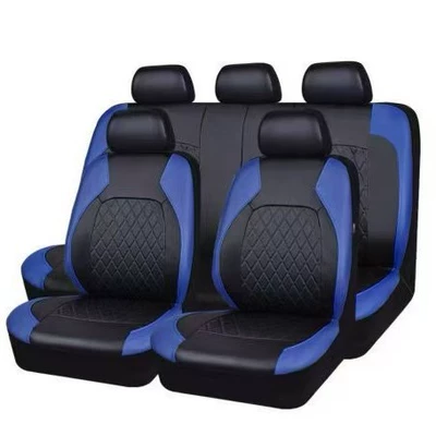Seat cushion, seat cover – Europe and America - quilted-black-and-blue-five-seater-nine-piece-set