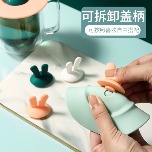 Cartoon household silicone cup lid, creative ceramic cup sealing lid, leak-proof and dust-proof plastic multi-purpose tea cup lid wholesale