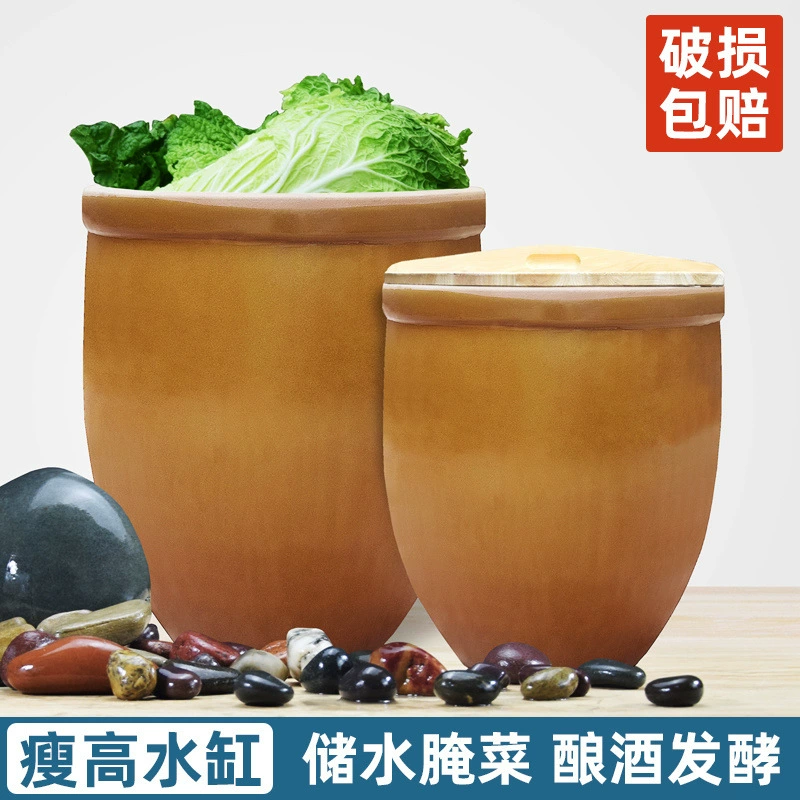 Старомодный резервуар для хранения бытовой воды, керамический резервуар для риса для маринования овощей и мяса, резервуар для брожения, керамический аквариум для рыбы, резервуар для цветка лотоса и лилии.