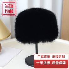 批发仿皮草新款狐狸毛平顶帽加厚毛毛保暖护耳圆顶风雪蒙古冬季
