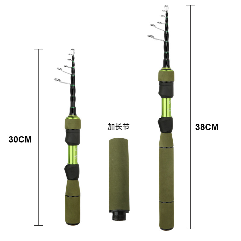 Zhenyi nuevo producto de carbono contractible barra de boca de caballo de diámetro de agarre de ejección rodilla de 1.8 m mango de arma de pesca de mango recto